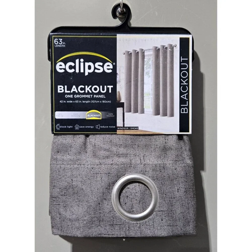 Eclipse Windsor Blackout Smoke Gray Grommet Hang Curtain Panel 42